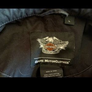 Black cotton Harley Davidson spring jacket, sz L.